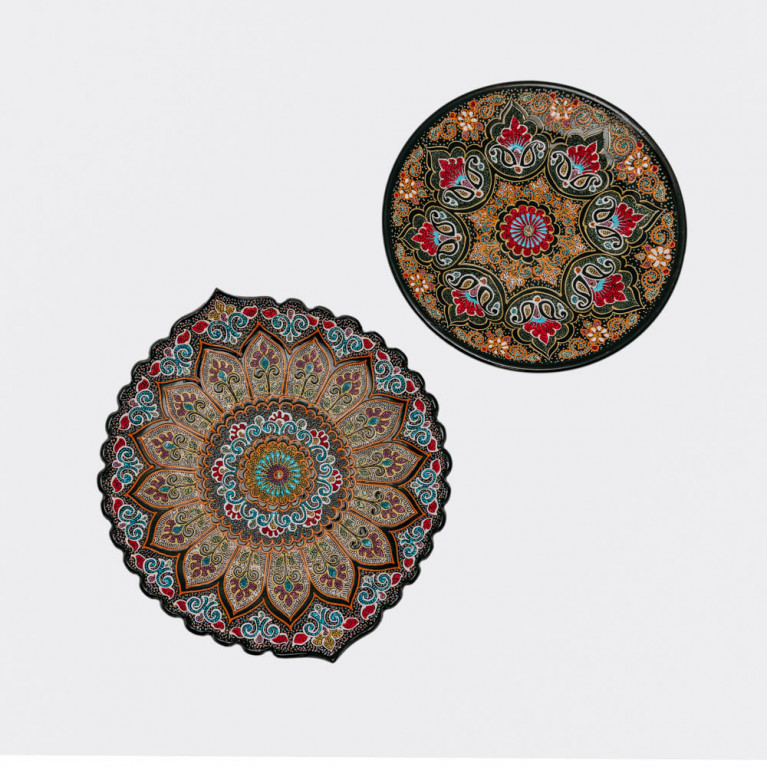 Unik handgjord dekorativ tallrik från Uzbekistan, 32 cm, droppteknik